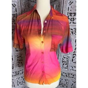 Urban Outfitters Pink and Orange Gradient Button Down Shirt